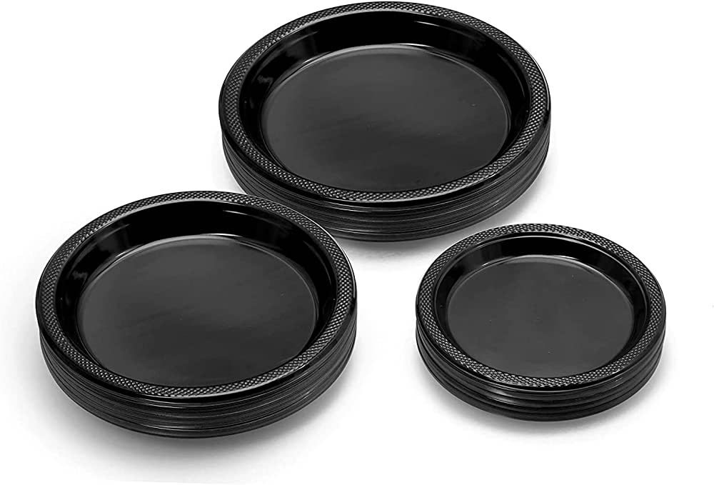 Plato Plástico Negro #9 c/20 - Amscan