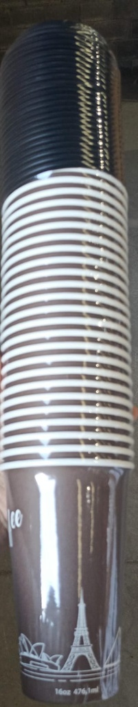 Vaso Negro Bebida Caliente con Tapa MCC 12oz para Café c/25 Juegos