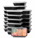 Domo Rectangular Negro 32oz con Tapa MCC para Microondas c/25 Juegos