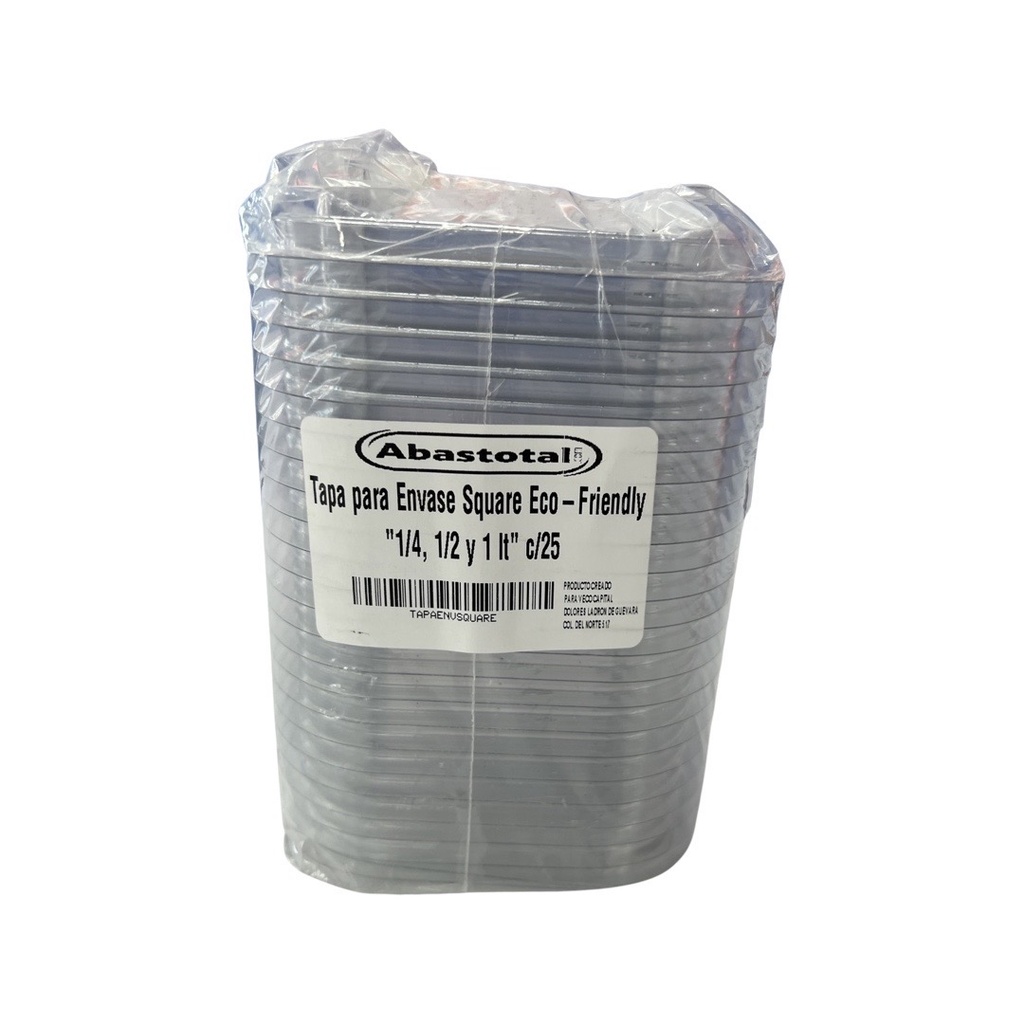 Tapa para Envase Square Eco-Friendly "1/4, 1/2 y 1 lt" c/25