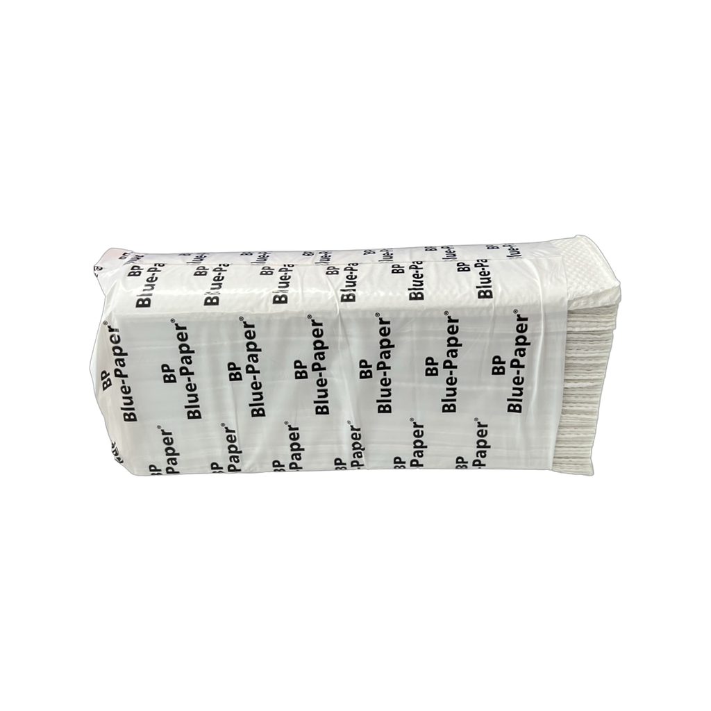 Toalla Interdoblada Blanca Royal Blue x Caja c/20 paquetes (cada pte c/100)