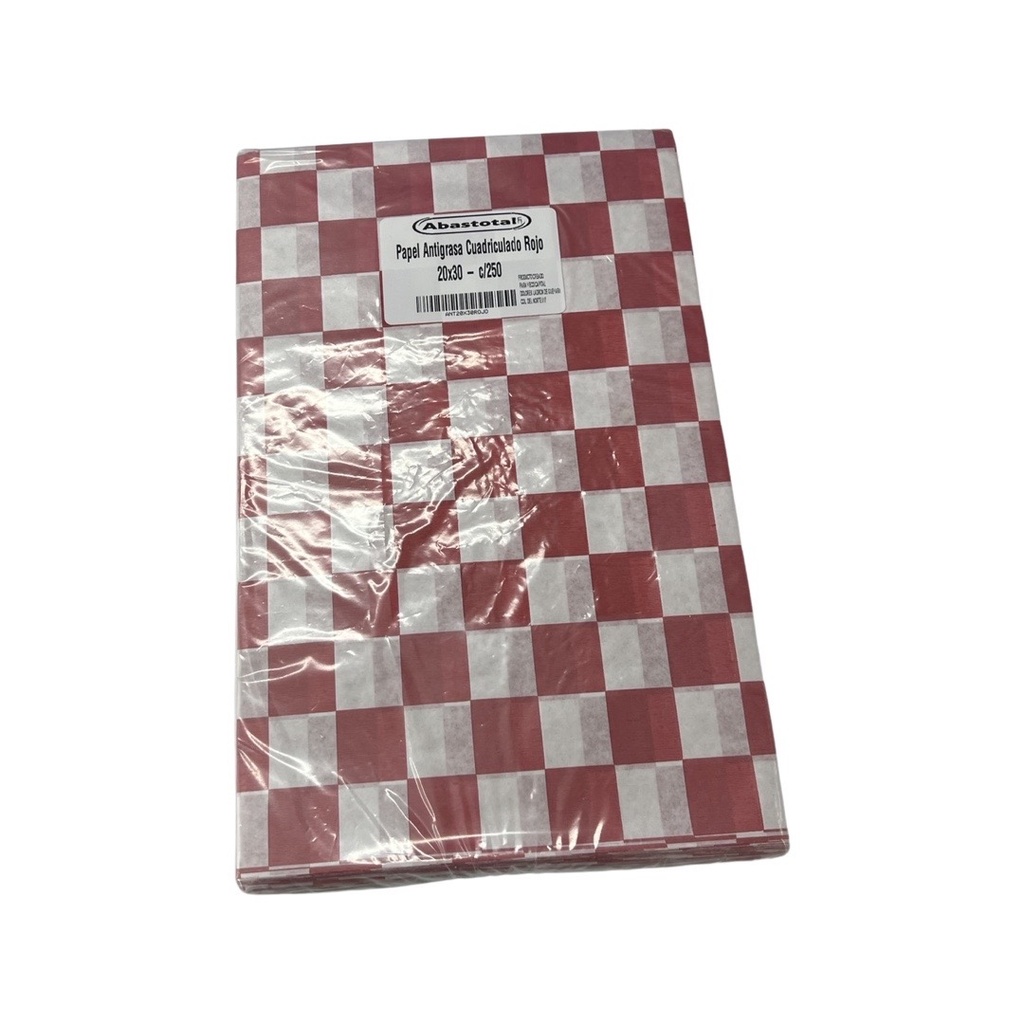Papel Antigrasa Cuadriculado Rojo 20x30 - c/250