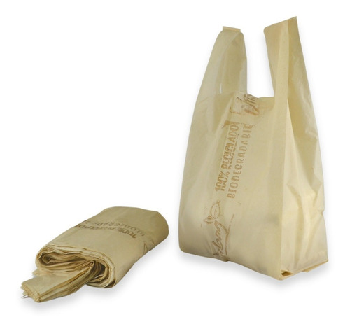 Bolsa Camiseta Biodegradable Color Kraft Mediana #2 "1kg." c/120 piezas