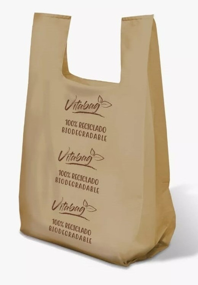 Bolsa Camiseta Biodegradable Color Kraft Mediana #2 "1kg." c/120 piezas