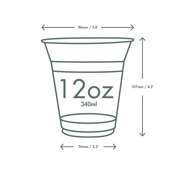 Vaso Biodegradable Transparente 12oz (Bebida Fría) Pte c/50