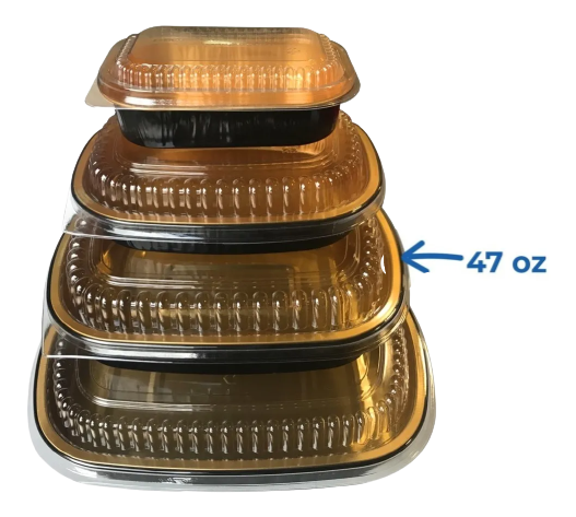 Contenedor de Aluminio 47.4oz Negro-Oro con Tapa Plástica