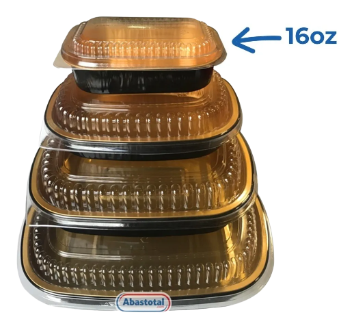 Contenedor de Aluminio 16oz Negro-Oro con Tapa Plástica c/2