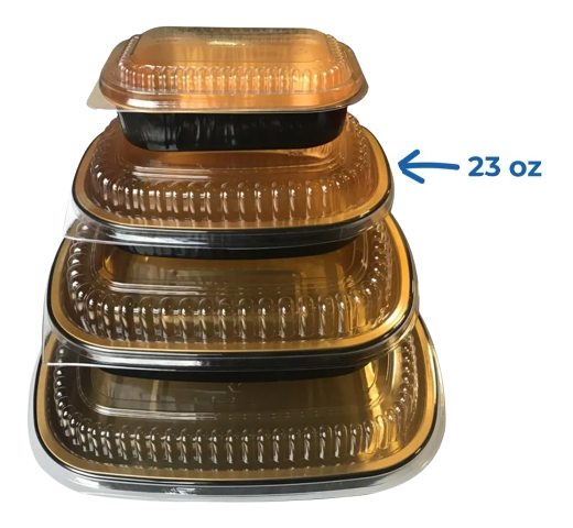 Contenedor de Aluminio 23.3oz Negro-Oro con Tapa Plástica c/2