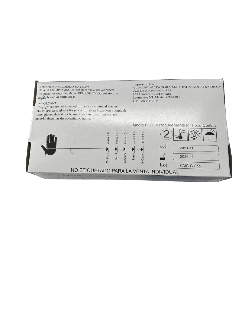 Guante de Vinil Mediano c/100