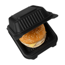 Contenedor Biodegradable Negro Hamburguesero 6x6 de Fécula de Maíz c/25