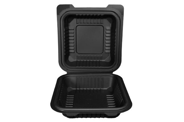 Contenedor Biodegradable Negro Hamburguesero 6x6 de Fécula de Maíz c/25