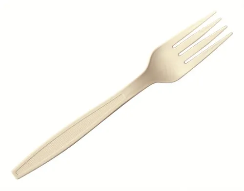 [FMFO-6-1000EN50] Tenedor Mediano Biodegradable de Fécula de Maíz c/50