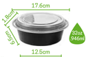 Domo Redondo Negro 32oz con Tapa MCC para Microondas c/25 Juegos