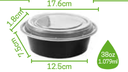 Domo Redondo Negro 38oz con Tapa MCC para Microondas c/25 Juegos