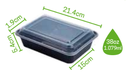 Domo Rectangular Negro 38oz con Tapa MCC para Microondas c/25 Juegos