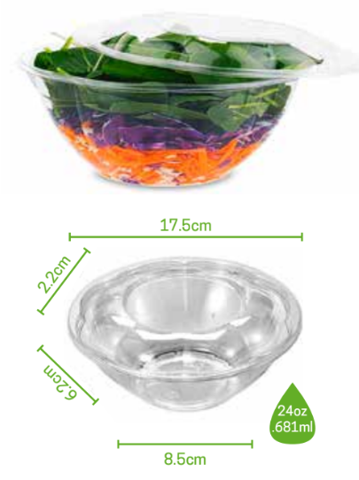 Ensaladera Transparente 24oz con Tapa MCC pte c/50 Juegos
