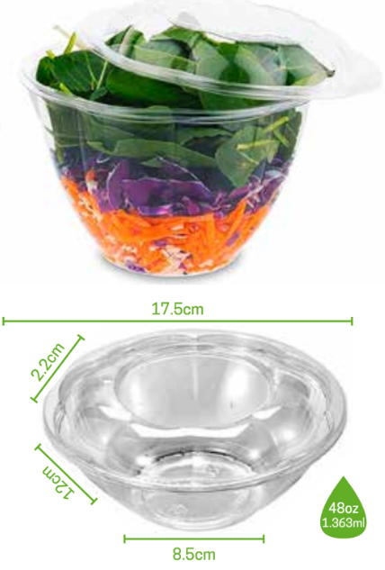 Ensaladera Transparente 48oz con Tapa MCC pte c/50 Juegos