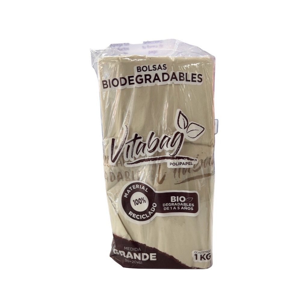 Bolsa Camiseta Biodegradable Color Kraft Grande #3 "1kg." c/80 piezas
