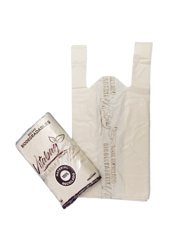 Bolsa Camiseta Biodegradable Color Kraft Mediana #2 "1kg." c/120 piezas