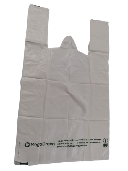 Bolsa Camiseta Biodegradable de Semilla de Café Grande "1kg." c/110 piezas