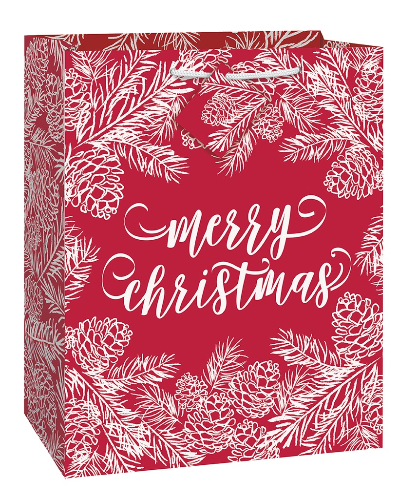 Bolsa de Cartón Grande de Navidad Red & White