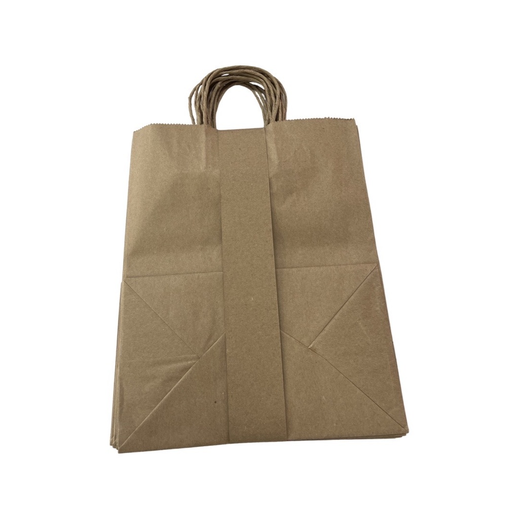 Bolsa de Papel Mediana Kraft con Asa y Fuelle 24.4x34+13.5cm c/10