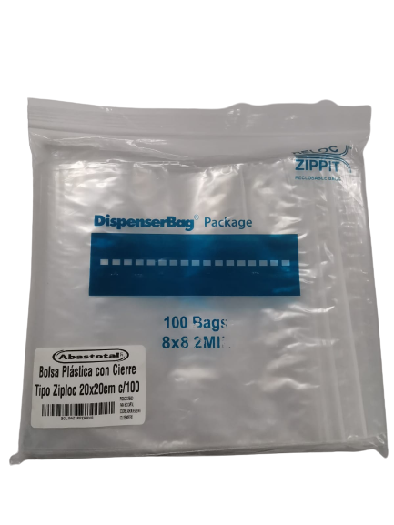 Bolsa Plástica con Cierre Tipo Ziploc 20x20cm c/100
