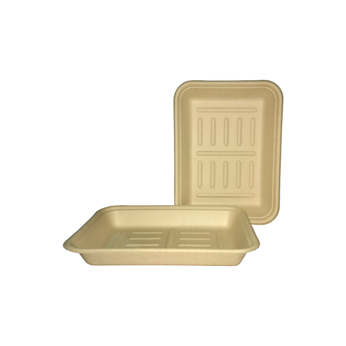 Charola Biodegradable Rectangular 855 (caña de Azucar) c/50