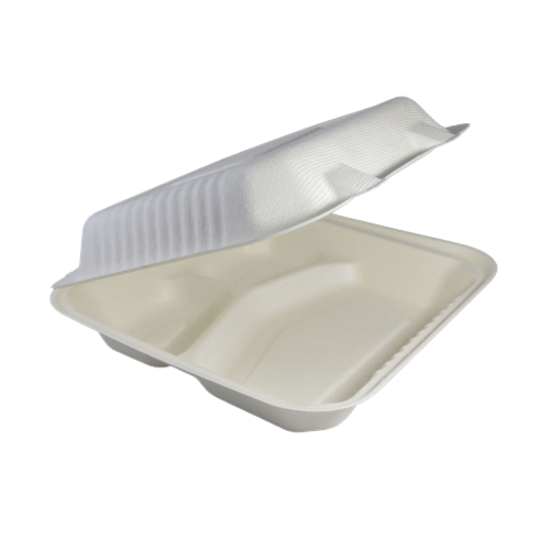 [BIO-99-3] Contenedor Biodegradable 9x9 con División (de bagazo) c/50