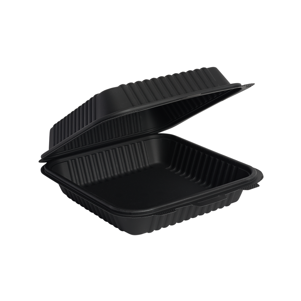 [FMCO-L8N-150] Contenedor Biodegradable Negro 8x8 Liso de Fécula de Maíz c/25                                           