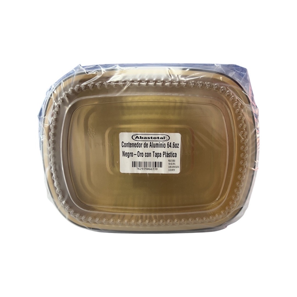 Contenedor de Aluminio 64.6oz Negro-Oro con Tapa Plástica