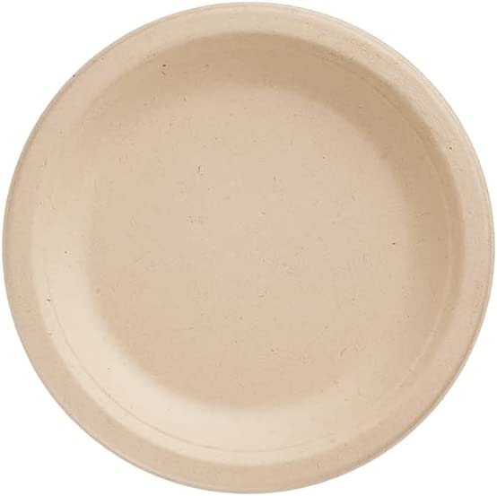 Plato Biodegradable Kraft Redondo 9" Liso (de fibra de papel) c/50