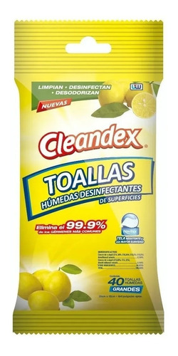 Toallas Humedas Desinfectantes Cleandex Limón c/40