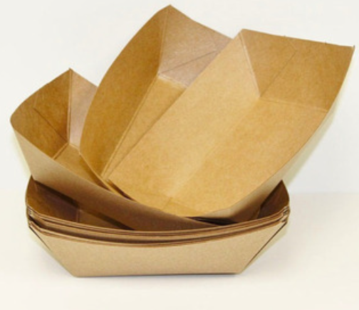 [CH-84] Charola Biodegradable Rectangular #300 Kraft Grado Alimenticio c/50