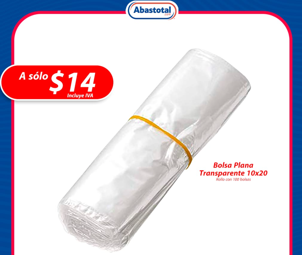 Bolsa Plana Transparente Baja Densidad 10x20 c/100 AT Veco