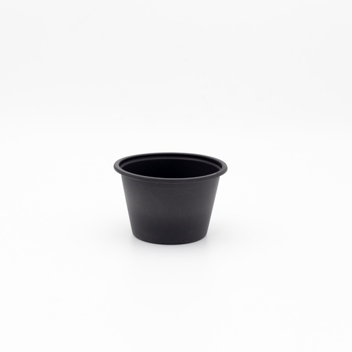 [FMS-2N-2500] Vaso Biodegradable Negro Souffle Fécula de Maíz 2oz Pte c/100