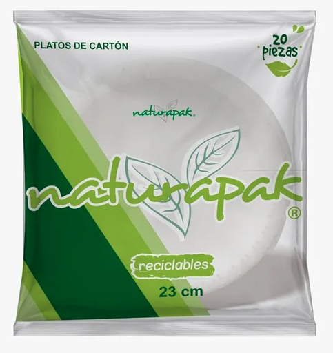 [PMLCR-9 NAT] Plato Biodegradable de Papel IP Redondo 9" Liso Naturapak c/20