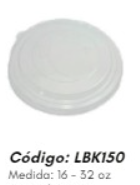 [VOLK150] Tapa PET para Contenedor Bio Bambú Redondo 32oz Pte c/25