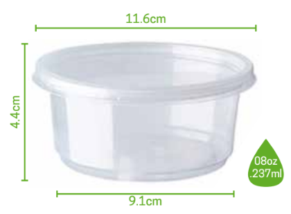 [MC25D-25SET] Envase Plástico 1/4 Litro con Tapa MCC c/25 Juegos