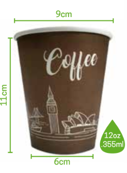 [MC12-25SET] Vaso Negro Bebida Caliente con Tapa MCC 12oz para Café c/25 Juegos