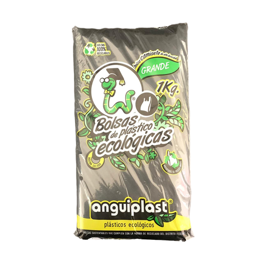 Bolsa Camiseta "Anguiplast" Negra Grande #3 "1kg."