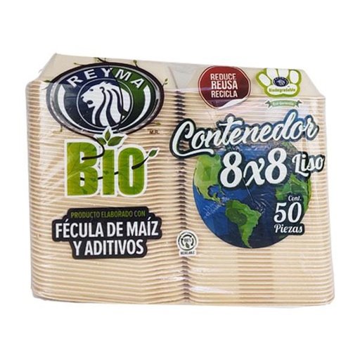 [CN8X8L4PBIO] Contenedor Bio 8x8 Liso Reyma c/50