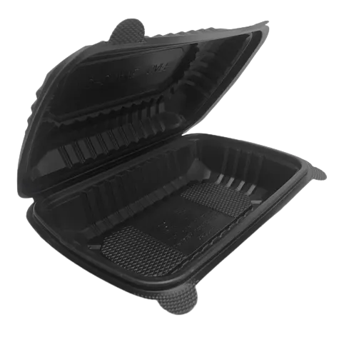 [FMCO-L9X6N-150] Contenedor Biodegradable Negro 9x6 Liso de Fécula de Maíz c/25