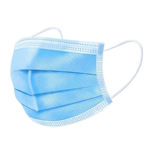 Cubre Bocas Azul Triple Capa Plisado con Ajuste Nasal Grado Médico c/25