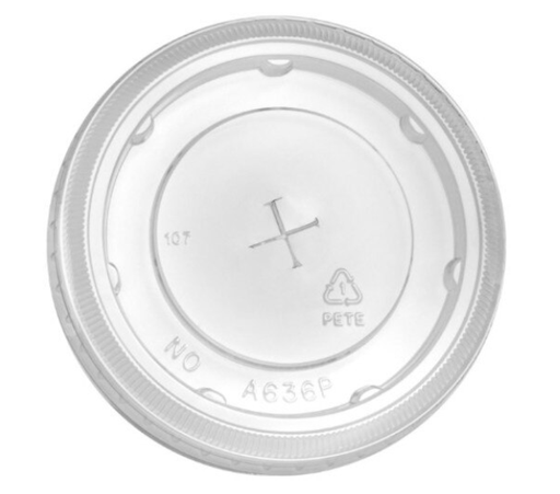 [A636P PET] Tapa Plástica Lisa con Perforación IP para vasos 32oz. c/50