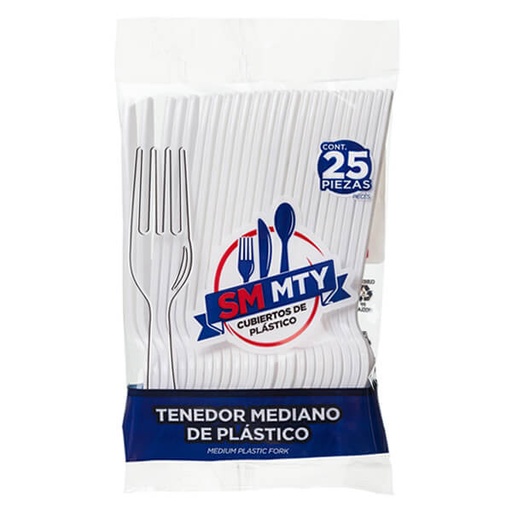 Tenedor Mediano Blanco c/25