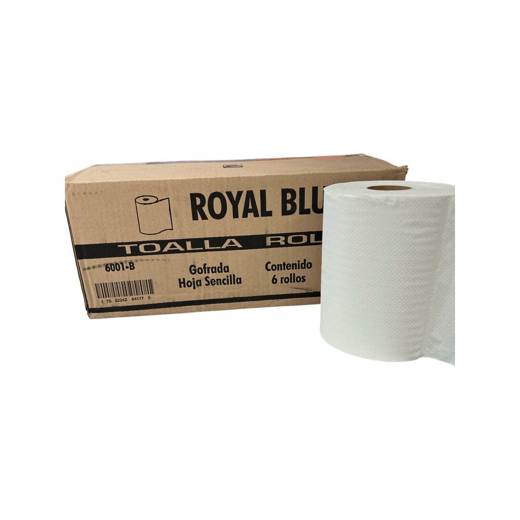 [6001-B] Toalla en Rollo Blanca Royal Blue x Caja c/6 rollos