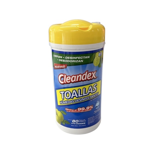 Toallas Humedas Desinfectantes Cleandex Limón Bote c/80